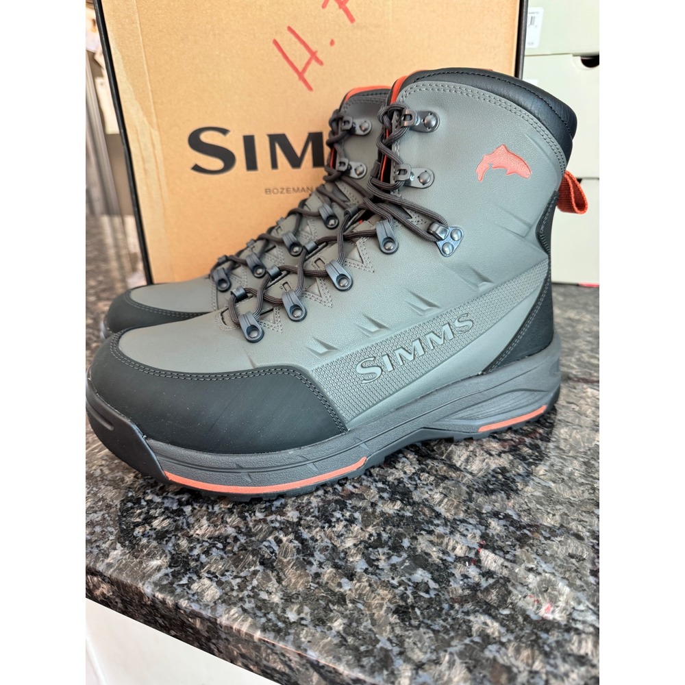 Simms Flyweight Access Wading Boots Mens Slate Grey Orange Vibram Sole Sz 13